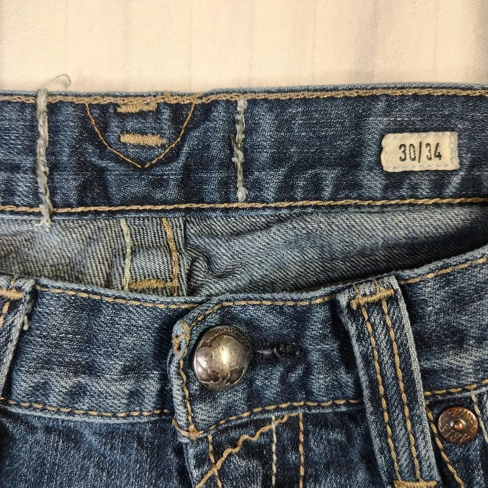 Ariat Jeans Men 30x34 Blue Flare Leg M5 Buffalo Nickel Bootcut Medium Wash Denim - Picture 4 of 13